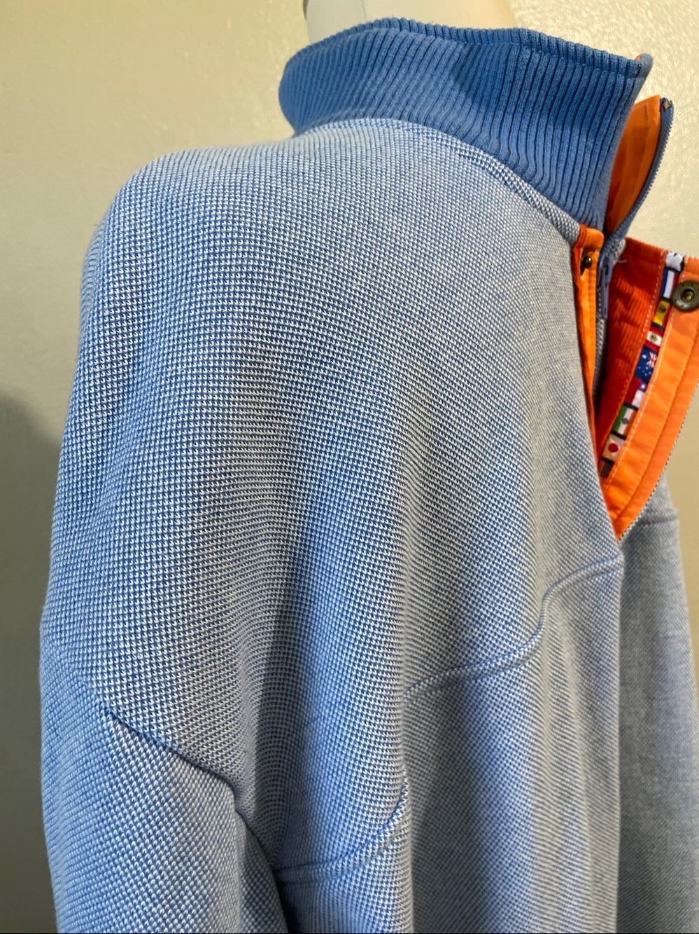 Orvis Quarter Zip Pullover Blue XXL Textured Luhr Logo Outdoor Sweater Heritage